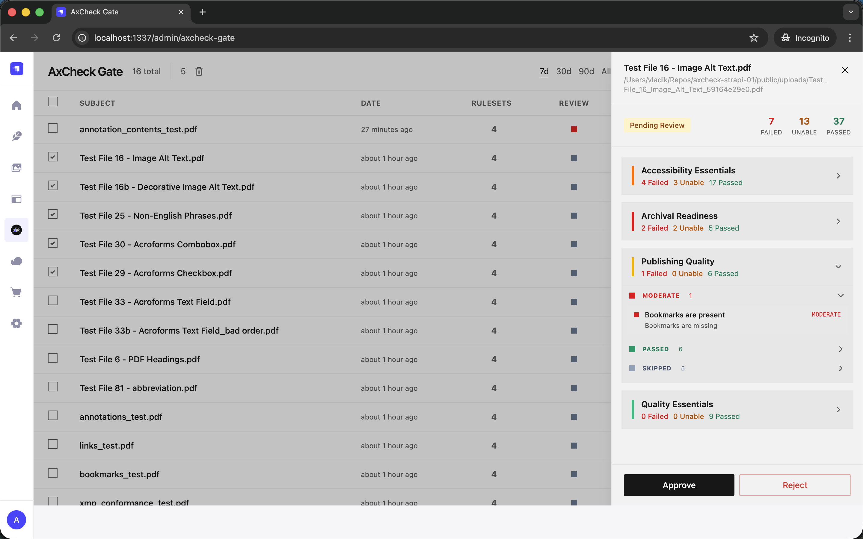 AxCheck CMS validation gate in Strapi